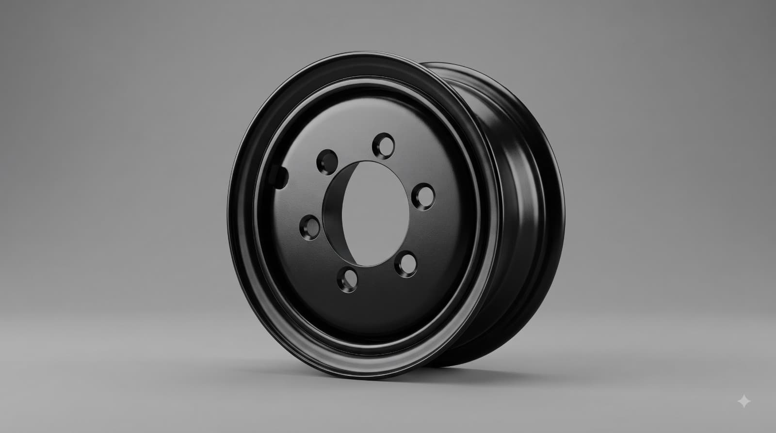 Forklift one-piece cushion rim — powder-coated black, no separate lock ring