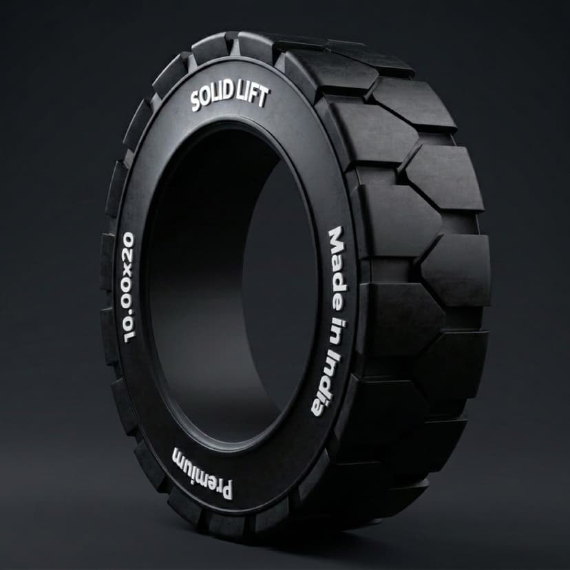 10.00x20 solid resilient forklift tyre — Y-Lug traction pattern