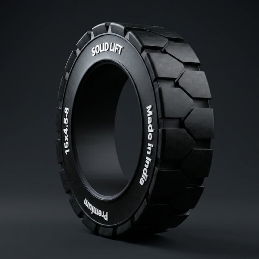 15x4.5-8 solid resilient forklift tyre — Y-Lug traction pattern