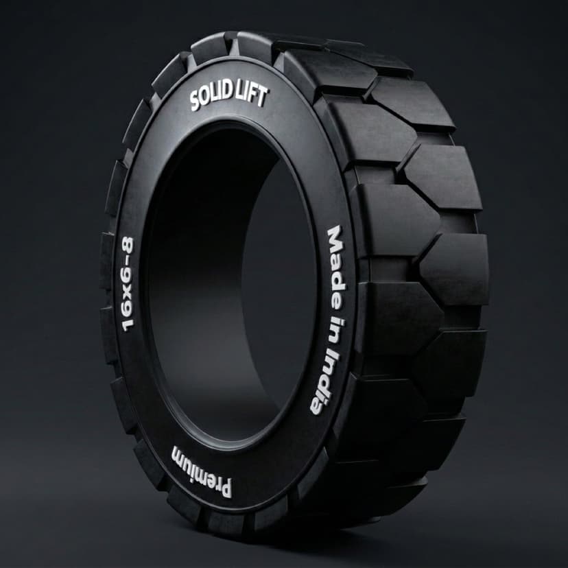 16x6-8 solid resilient forklift tyre — Y-Lug traction pattern