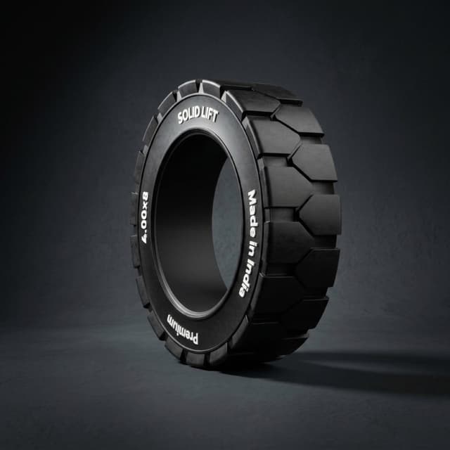 4.00x8 solid resilient forklift tyre — Y-Lug traction pattern