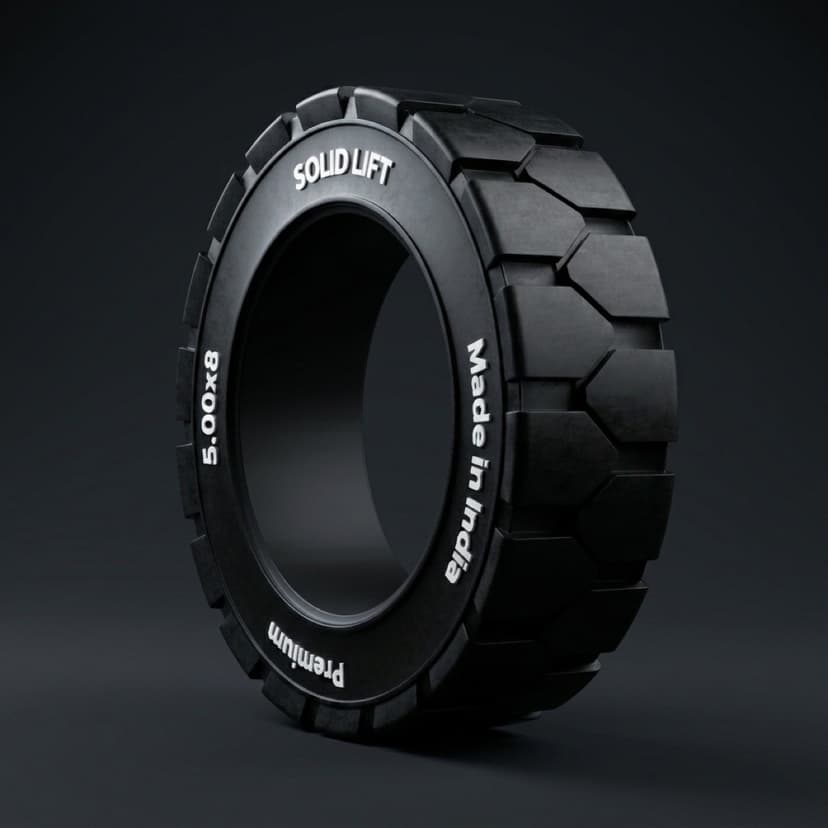 5.00x8 solid resilient forklift tyre — Y-Lug traction pattern