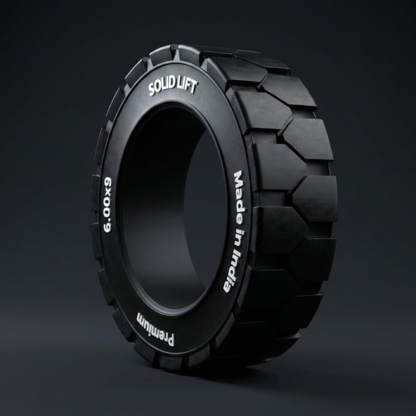 6.00x9 solid resilient forklift tyre — Y-Lug traction pattern