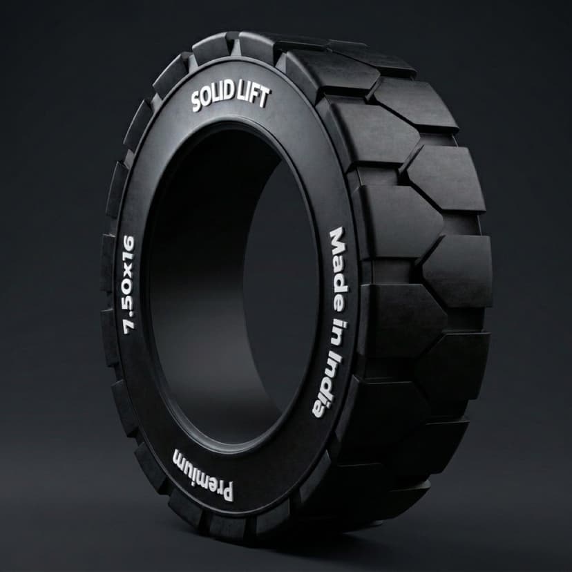 7.50x16 solid resilient forklift tyre — Y-Lug traction pattern