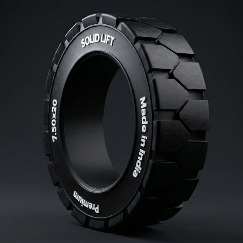 7.50x20 solid resilient forklift tyre — Y-Lug traction pattern
