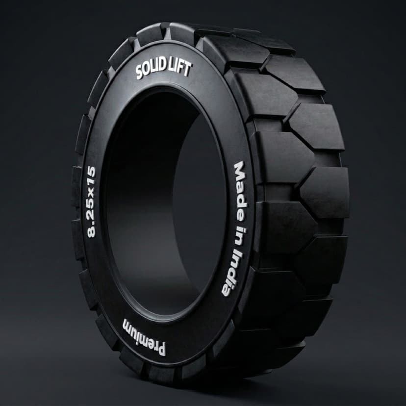 8.25x15 solid resilient forklift tyre — Y-Lug traction pattern