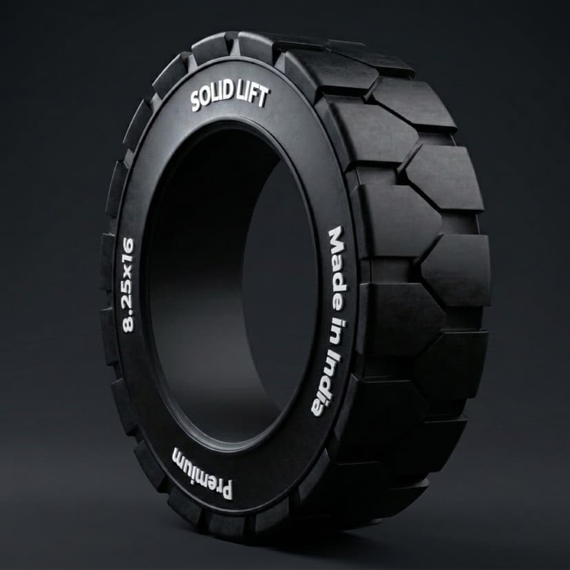 8.25x16 solid resilient forklift tyre — Y-Lug traction pattern