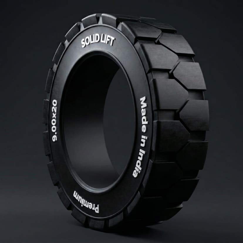 9.00x20 solid resilient forklift tyre — Y-Lug traction pattern
